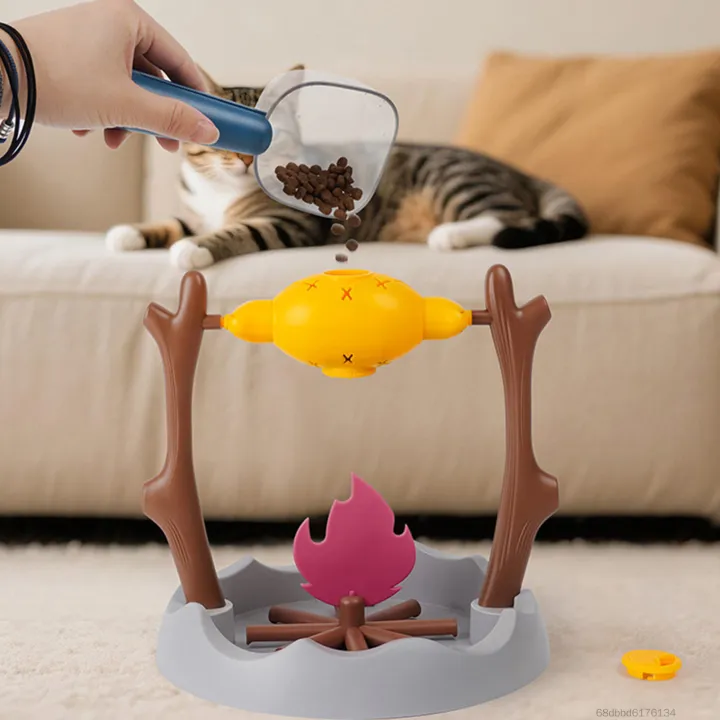 Suction Cup Cat Feeder 360° Rotating Cat Treat Dispenser Toy - Windmill Puzzle Feeder With Suction Cup For Cats & Small Pets Food Puzzle For Cats