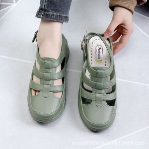 [Free Shipping] Fashionable New Hollow Roman Sandals with Single Buckle Versatile Casual Wedge Sandals for Women