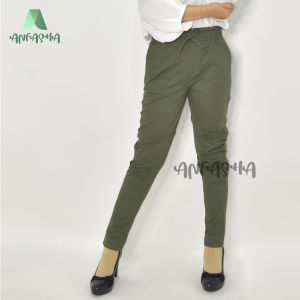 KOMBINASI JUMBO Celana Panjang Wanita Katun Basic Pants - Fashion Wanita Muslim Mode BY Toko Anfasha - Ukuran ALL SIZE - Katun Stretch - Nyaman dan Fashionable