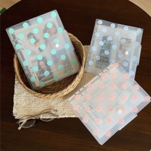 MYTHIS A5 Size Loose Leaf Binder Cover Polka Dot Pattern 3 Inch Width DIY Journal Organizer Portable Ring Type Binding Photocard Collection Shell For Kpop Idol Cards