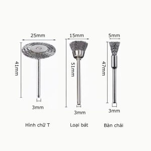 Combo 3 Chổi Đánh Rỉ Sắt Lông Ngựa 3mm Lắp Máy Khoan Mini LAZYL