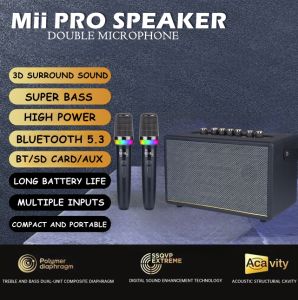 Mii Pro with Dual RGB & Digital Display Wireless Microphone HD Sound Quality Multiple Inputs Speaker