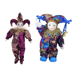 Búp bê mô hình hề phương Tây với cơ thể gốm và cơ sở sắt poseable cho Halloween trang trí tiệc giáng sinh