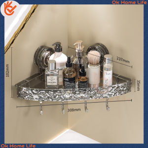 Wall-Mounted Washstand Storage Shelf No Drilling Wall-mounted Bathroom Rack Transparent Bathroom Storage Rack Suction Cup Rack