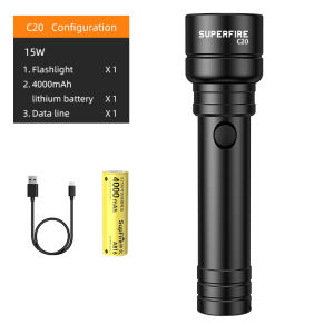 SUPERFIRE C20 torch light 1000Lm powerful Zoom flashlight high lumen Outdoor Lanter For Camping Fishing Torch