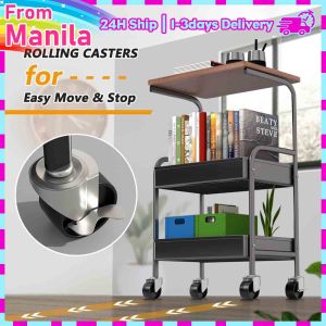 3-Tier Rolling Cart Trolley with Table Top Metal Adjustment Trolley Cart Rolling Utility Cart High-capacity Waterproof Household Save Space Trolley Rolling Storage Organizer Cart with Lockable Wheels for Kitchen Office Bedroom