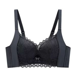 👙Small Chest Gathered Pure Desire Lace Underwear Womens Summer Thin Breathable Soft Steel Ring Top Support Anti-Sagging French Bra Set法式蕾丝内衣