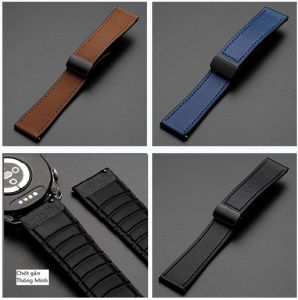 Dây Đeo Da Kết Hợp Silicone Size 20mm 22mm Cho Đồng Hồ Truyền Thống và SmartWatch Tặng Chốt Thông Minh Và Dụng Cụ