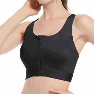 BLACKON Một miếng đệm Áo thể thao có khóa kéo phía trước Tác động cao Chống chảy xệ Áo ngực chống sốc Cơ bản Khóa kéo Đồ lót yoga Thể dục thể thao