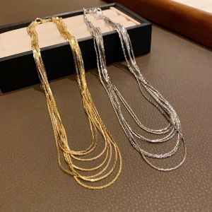 OEUVR Copper Link Multi-Layer Tassel Necklace Exquisite Metal Long Tassel Choker Elegant Fashion Luxury Jewelry Party Evening