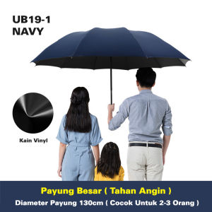 Payung Lipat Manual Besar Anti UV Matahari Warna Polos Bahan Vinyl Tebal Kualitas Import UB19 NOMIDE