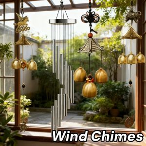 Metal Chimes Bell Wind Chimes 12 Tube Aluminum Tube Musical Wind Bells Outdoor Decorative Home Bells