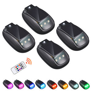 RGB Solar Car Roof LED Strobe Light With Wireless Remote 8 Color Modes Automatic Smart Sensor Flashing Warning Indicator Lamp Damage Free Install For Car Van Pickup