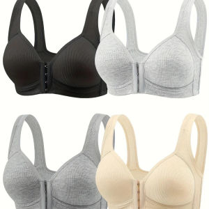 4 Pieces of Elegant Seamless Push-Up Bras for WomenFront-closure design breathable nylon material Liner-freecomfortable style