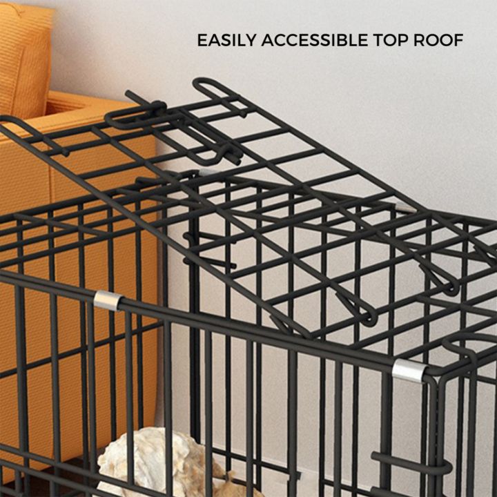 Folding Dog Cage With Poop Tray Pet Collapsible Cage Foldable Pet Cage