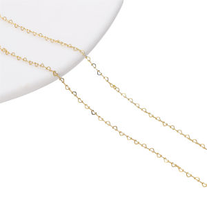 1m/bag 2 Sizes 14K Gold Plated Heart Shape Link Chain Brass Copper Chains For DIY Necklace Bracelet Jewelry Making Accessories