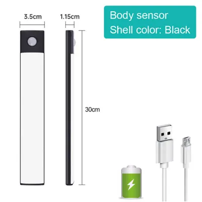Vimite 30/60/80CM 3-Color Dimming Kitchen Cabinet Light Type-C USB Rechargeable Ultra Thin Magnetic Wireless Motion Sensor Wardrobe Lamp Led Night Light for Room Closet Cupboard