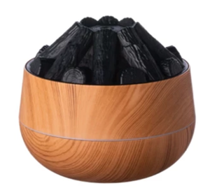 Air Humidifier Ultrasonic Round Wood-Dark with Colorful LED Lights Silent Mist USB Powered