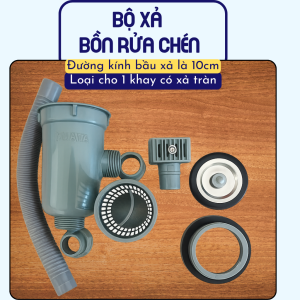 Bộ xả bồn rửa chén 1 khay HALTA có xả tràn bộ thoát nước chậu rửa cao cấp