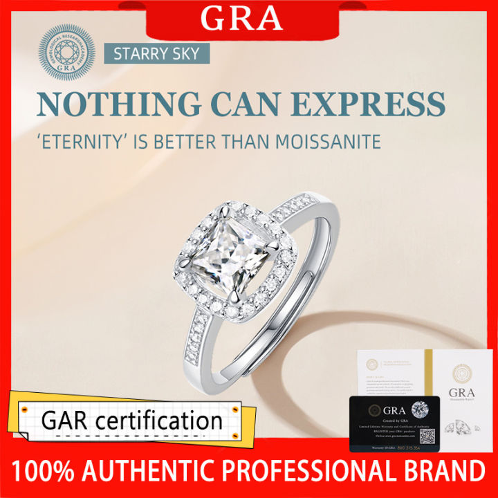 GRA Exquisite fashion 18k gold Italian moissanite ring adjustable