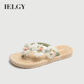 IELGY Beautiful Cloth Flower Flower Flip Flops Women's Flat Bottom Beach. 