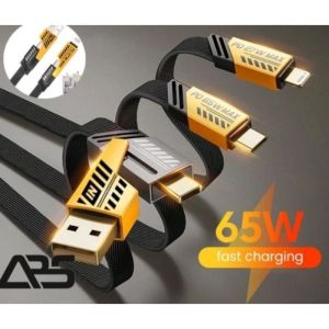 Kabel Data Fast Charging 4 IN 1 USB Type A Lightning Type C iOS Multiple Charging 27W + 65W Metal Data Cable