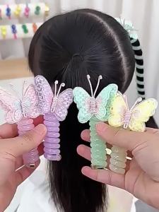 sét Combo HỘP 10 cái Cột Tóc Họa Tiết Cánh Bướm Màu Hồng  Dành cho Bé Gái - Phụ kiện giúp tóc bé gọn gàng hơn