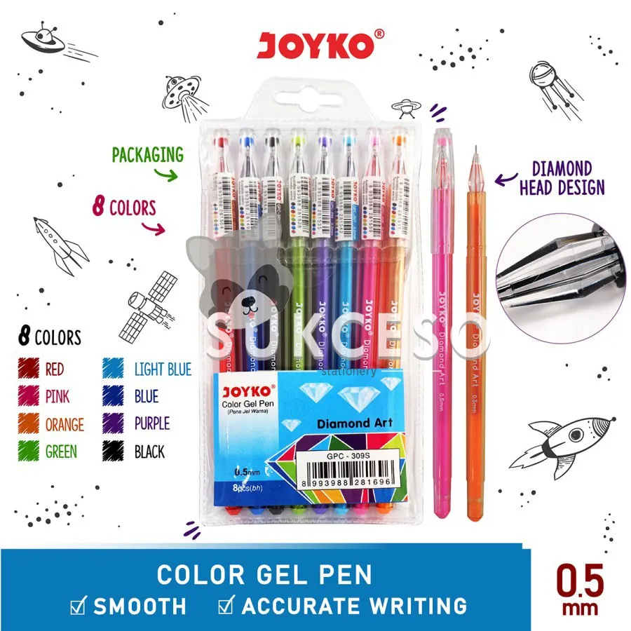 Joyko Gel Pen Warna Diamond GPC-309S GPC 309 Art Set isi