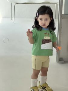 Baby girls summer thin childrens clothing 2026 Korean-style girls short-sleeve clothing T Shirt and shorts set
