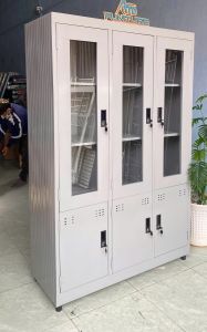 Tủ Hồ Sơ Sắt 3 Cánh Kính Cao 1m8 – Sơn Tĩnh Điện Siêu Bền – Lưu Trữ Tài Liệu Văn Phòng Gọn Gàng