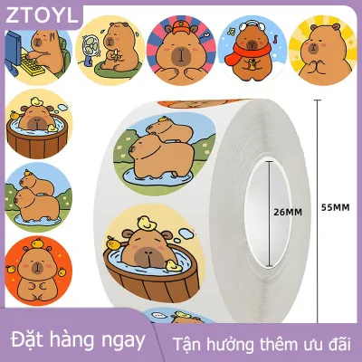 ZTOYL GUCHEN 500Pcs phim hoạt hình capybara Sticker Đề can trang trí DIY điện thoại máy tính xách tay Vali máy tính xách tay tủ lạnh trẻ em Sticker