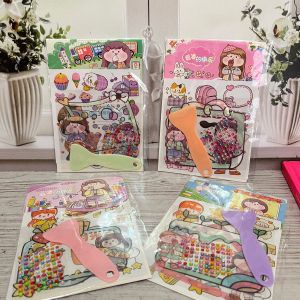 Paket Stiker 3 Lembar + 1 Perata + 1 Penjepit + 1 Lembar Manik Manik Glitter Bead - LGL-9461 - sticker setiker lucu unik hadiah sovenir alat tulis kantor kerja hiasan sekolah