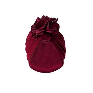 DOWNA Elastic Women Turban Hat Big Flower Solid Color Muslim Hijab Casual Beanie Hat Hair Accessories