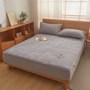 Quilted Mattress Protector Non-slip Fitted Bedsheet Cadar Plain Pure Undyed soybean Cotton Bed Cover Single/Queen/King foam bed