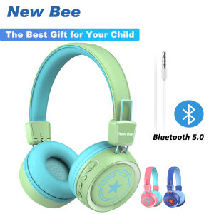 New Bee KH21B Kids Bluetooth Headphone 32H Playtime Bluetooth 5.0 Wireless Headsets for Kids with Microphone HD Stereo Foldable Headphone for PC/Cellphone/Study/Travel