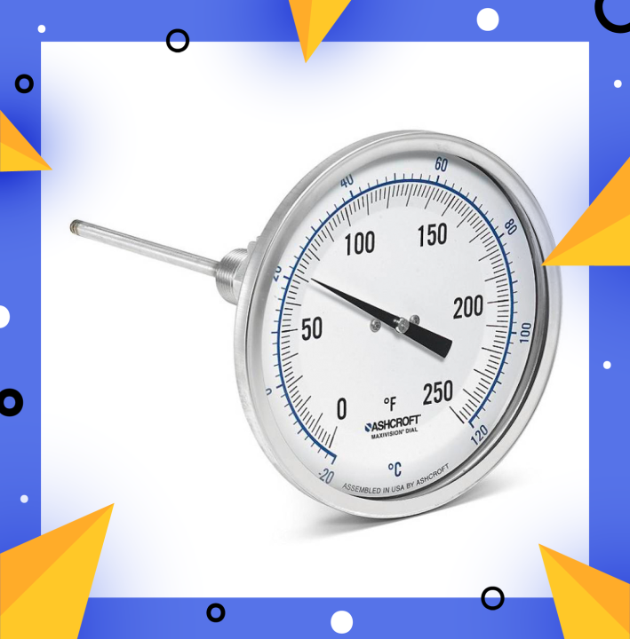 5" Dial Face Ashcroft Temperature Gauge 0 to 250 deg F / 20 to 120 deg