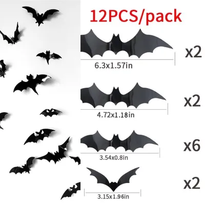 👻🎃 ตกแต่งฮาโลวีน ฮาโลวีน ค้างคาวแปะผนัง แมงมุมแปะผนัง