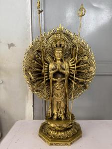 Tượng phật thiên thủ thiên nhãn bằng đồng cao 60cm rộng đáy 22cm rộng hào quang 40cm nặng 12kg