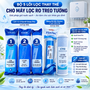 BỘ 5 LÕI LỌC THAY THẾ CHO MÁY TREO TƯỜNG(DÒNG MÁY NÓNG NGUỘINÓNG LẠNH RO).