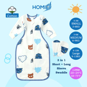 HOMIE 3in1 Baby Swaddle Sleeping Bag / Ultra Soft Bamboo and Cotton Newborn Swaddles