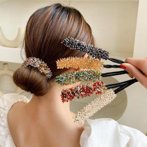 Shining Flower Hair Bun Makers Twist Bun Accessories with French Hairstyle for Girls
