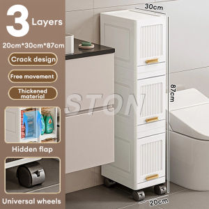 STON Transparent Gap Storage Cabinet Bathroom Kitchen Organizer Drawer With Wheels Plastic Storage Rank