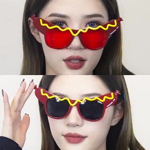 Hot Dog Sausage Shaped Funny Glasses for Parties Costume Photography Props Creative Fun Gag Gift