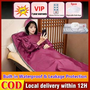 【COD】Household full body detoxification sweat blanket sauna airtight steam portable Detox Sauna Blanket Dehumidifying Body Care with Seabuckthorn Far Infrared Therapy Detoxifying Sauna Blanket with Steam Wireless Remote ntelligent Timing