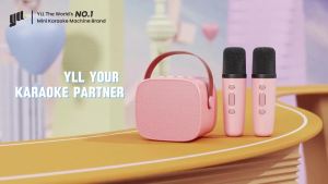 YLLKaraoke Machine for Kids Adults Portable Bluetooth Speaker with 2 Wireless Microphones TOP Birthday Gifts Toys for Girls Ages 3 4 5 6 7 8 9101112+ Years Old Toddler (Lightpink)