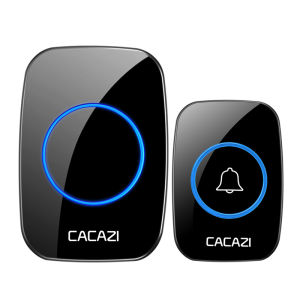 Contains Battery CACAZI A10 Wireless Doorbell US Plug 60 Chime 300M Smart Home AC 100-240V for Home Security Office