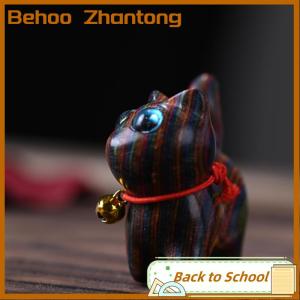 Behoo Rainbow Wood Carving Cat Sculptures Cat Ornaments Cute Colored Wooden Cat Desktop Office Accessories Home Decor Gift Souvenirs