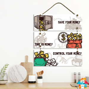 RUNABEE HIASAN DINDING DEKORATIF GANTUNGAN SIGN 30X10CM RENTENG TIGA WALL DEKOR PAJANGAN KAYU