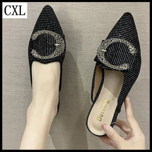 CXL Brand Fashion Flat Slippers INS Style Gold Pearl Mules Sandals For Women(Size 35-39)
