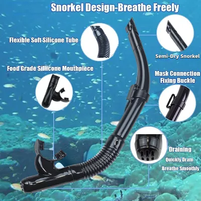 GOGO Snorkeling Set Adults Snorkel Panoramic View Snorkeling Scuba Diving Mask Tempered Glass